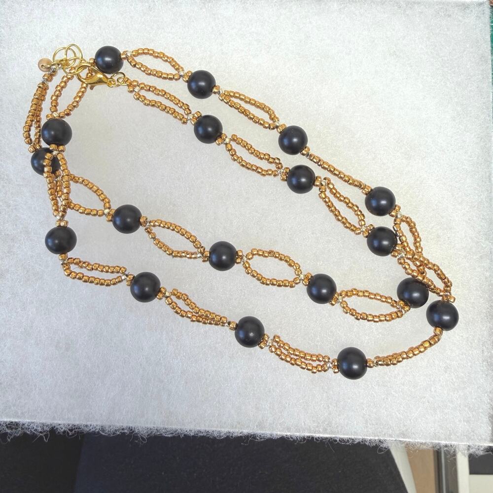 BLACK onyx and‎ seed bead chain. 24” - Picture 4 of 4
